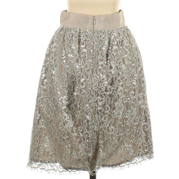 J. Crew Lace Skirt in Gold Metallic Holiday Size 2 - Picture 2 of 14